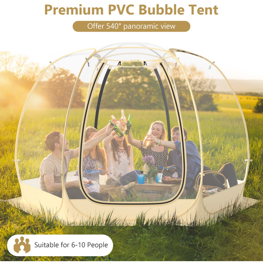 Costway 330 x 300cm Beige Portable and Foldable Pop up Bubble Tent Image 6