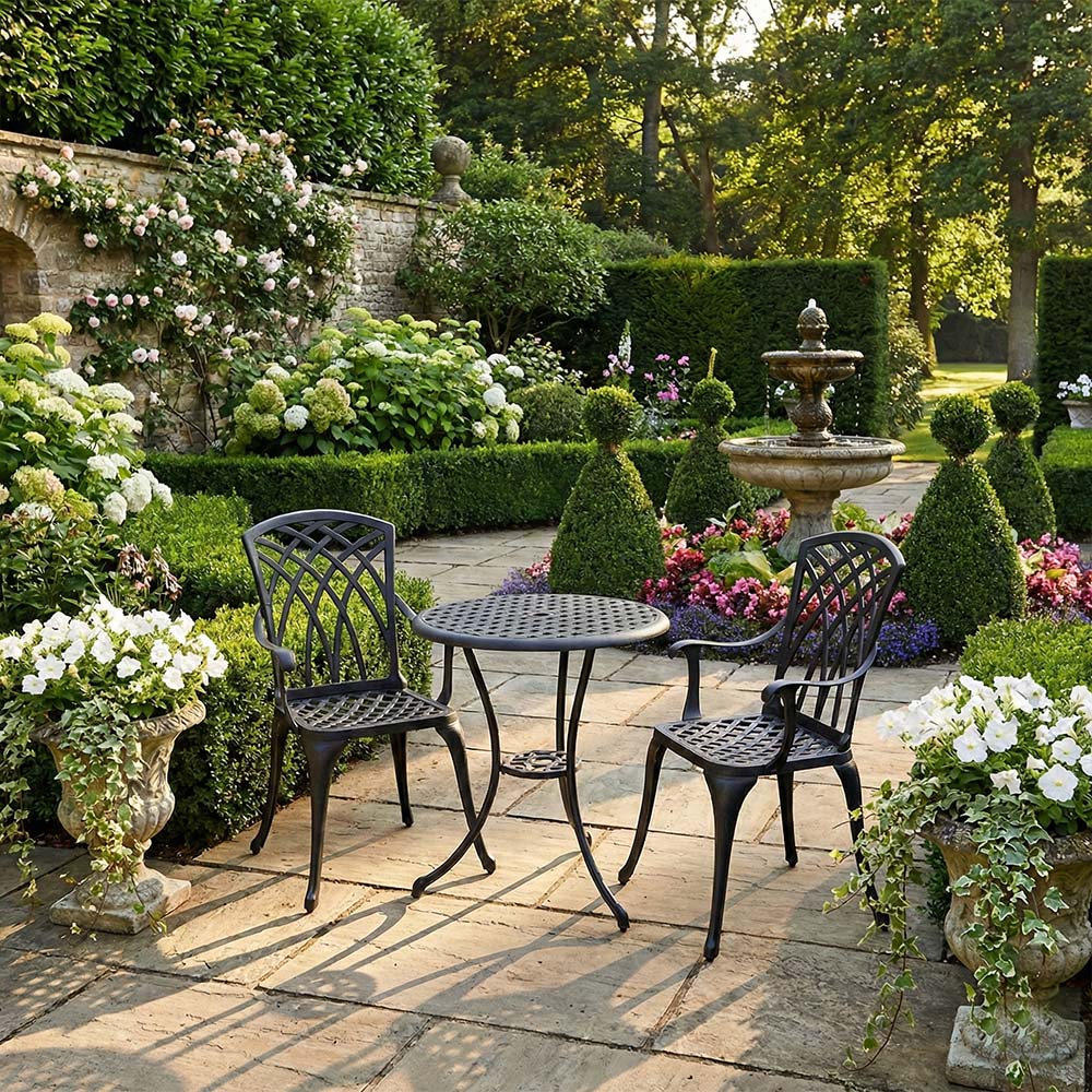 Centurion Supports OSHOWA 2 Seater Black Aluminium Bistro Set with Table Image 3