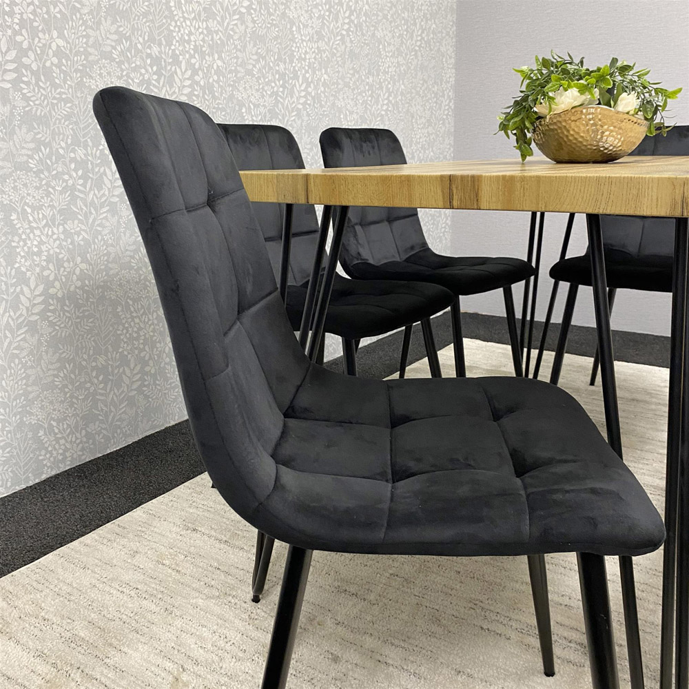 Kosy Koala 6 Seater Velvet Wooden Dining Set with Bench Black Image 4