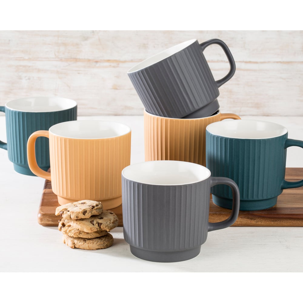 Waterside Matt Ribbed Mugs Set of 6 Image 2