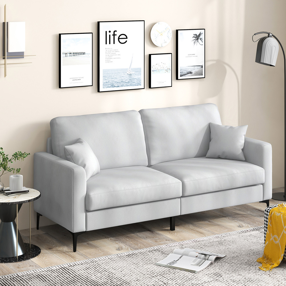 Costway 2 Seater Grey Wide Loveseat Sofa Image 3