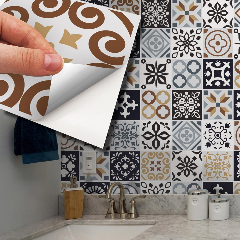 Wallplus Vitorchiano Mediterranean Wall Tile Sticker 15 x 15cm 48 Pack Image 4