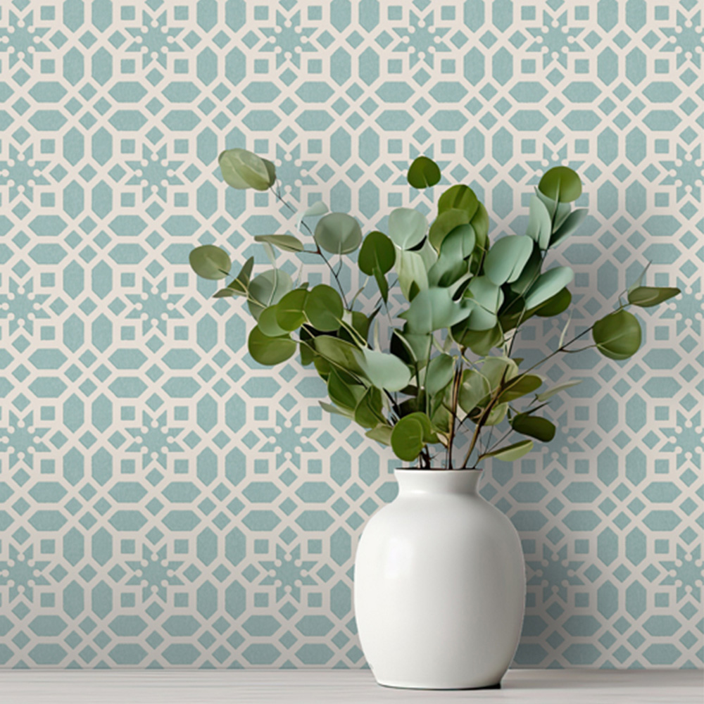 RHS Star Trellis Soft Blue Wallpaper Image 3