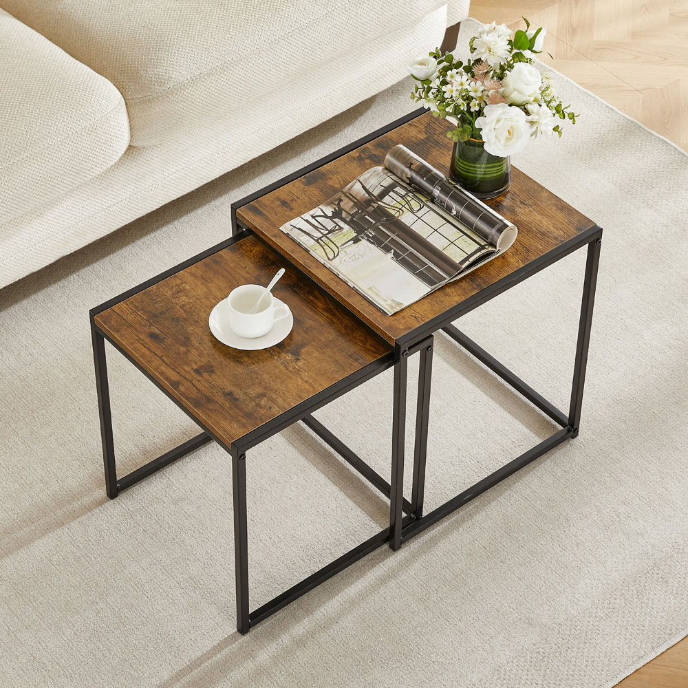 VIDA DESIGNS Brooklyn Dark Wood Nest of Tables Set of 2 Image 5