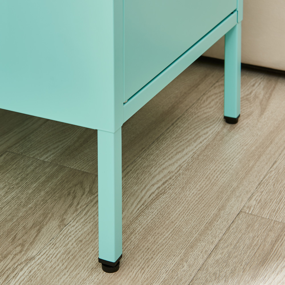 Furniturebox Theo Single Door Light Blue Bedside Table Image 4