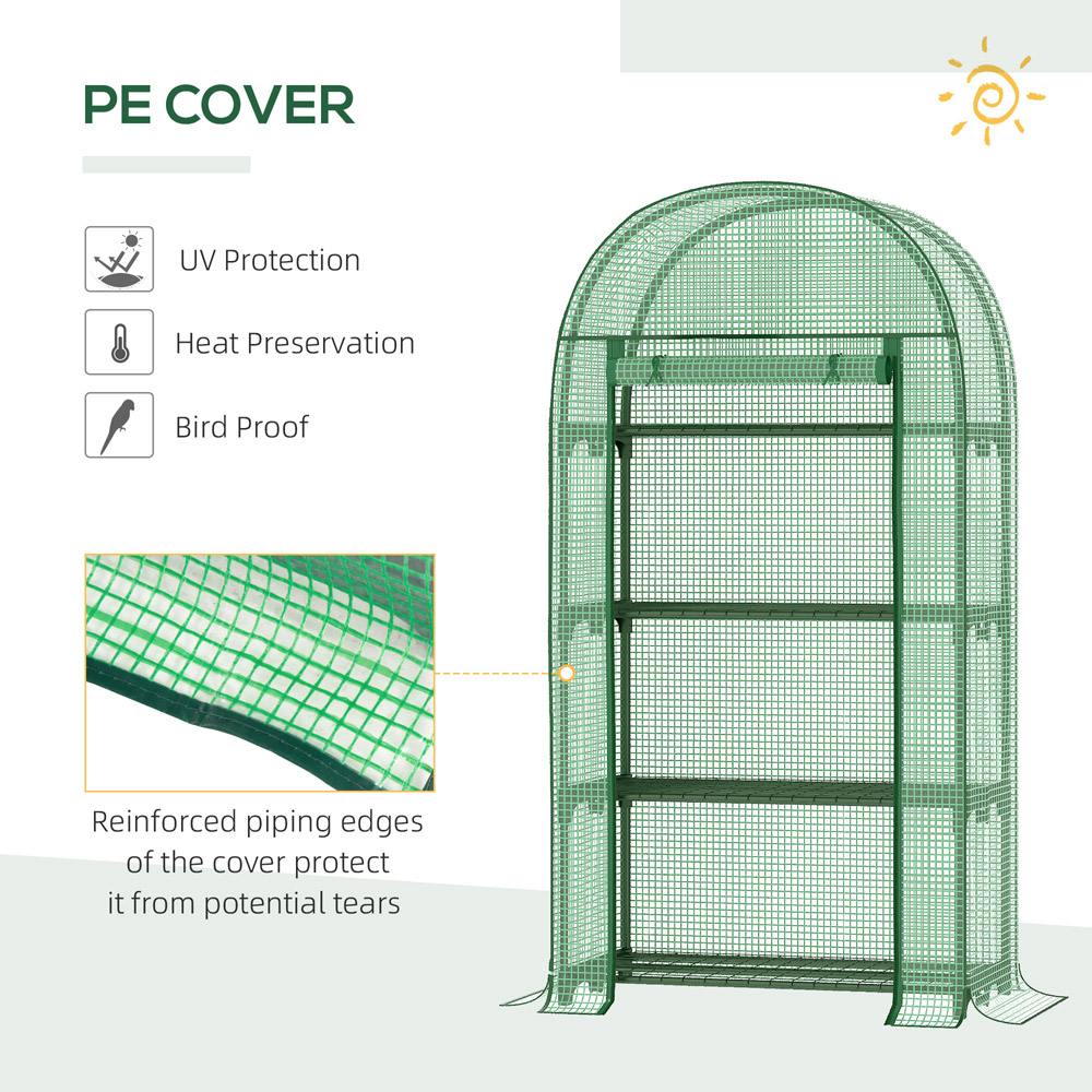 Outsunny Green 1.6 x 2.6ft 4-Tier Mini Greenhouse Image 4