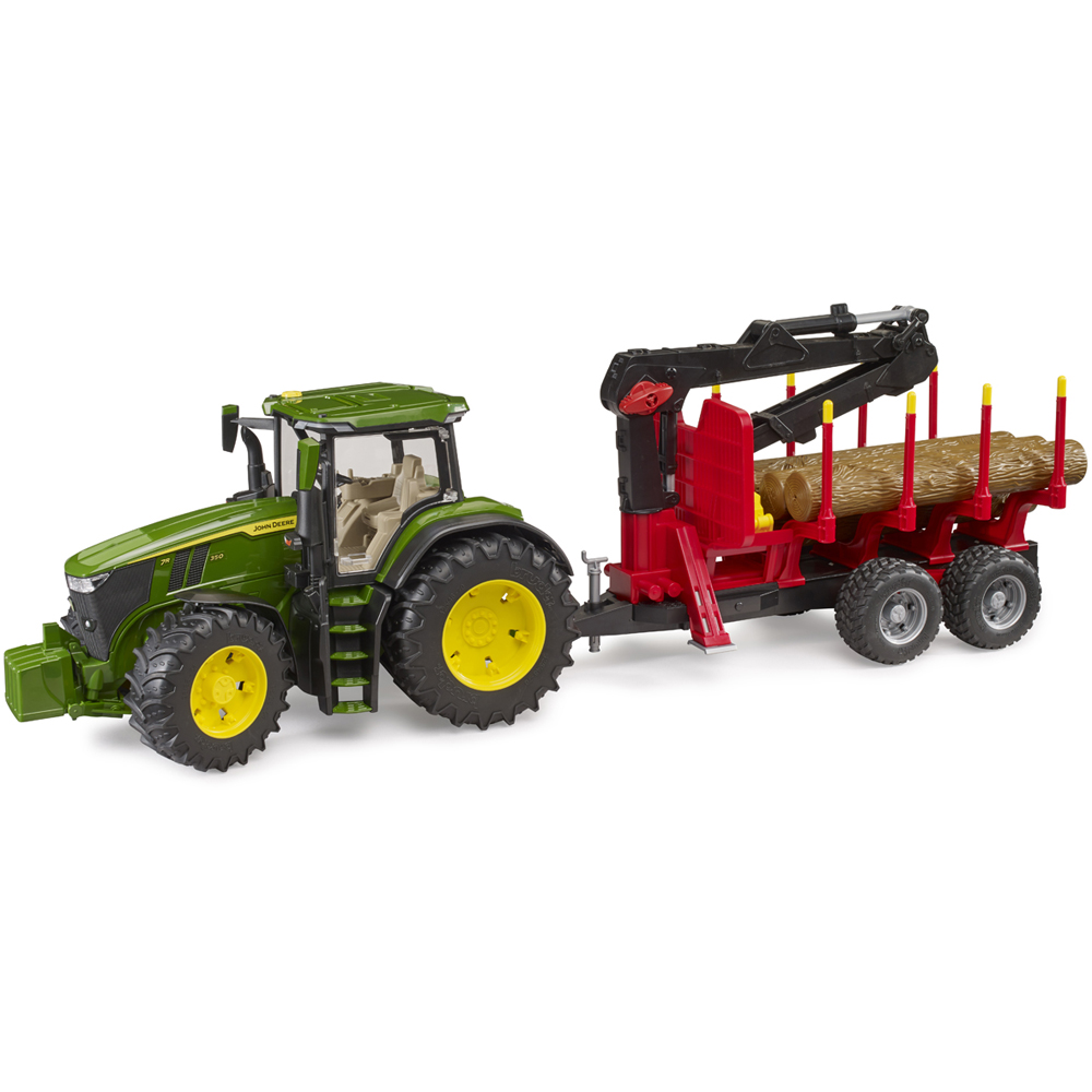 Bruder John Deere 7R 350 Tractor with Forestry Trailer and 4 Trunks Image 4