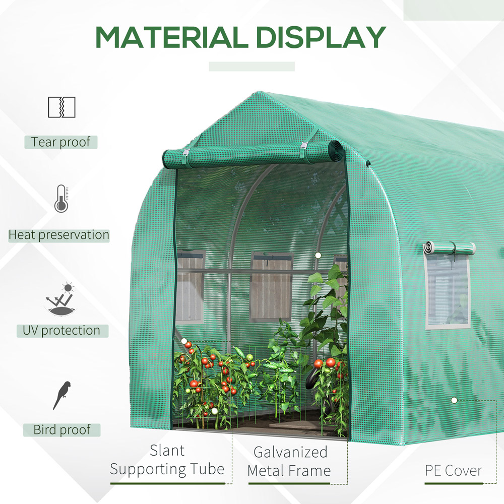 Outsunny Green Steel 13 x 6.5ft Walk In Polytunnel Greenhouse Image 4