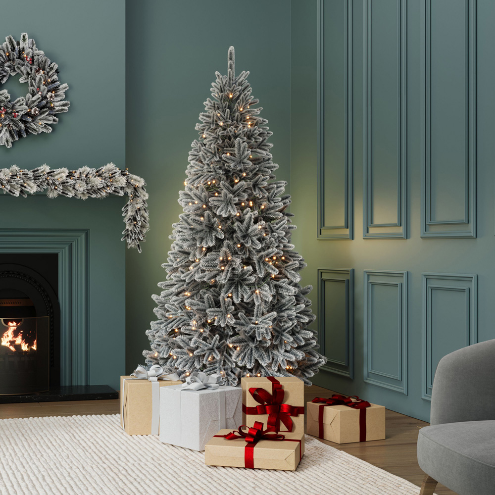 Charles Bentley Luxury Pre-Lit Faux Hinged Snowy Christmas Tree 7ft Image 6