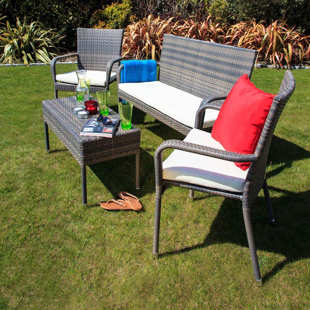 Oseasons Winchester 4 Seater Walnut and Natural Rattan Lounge Set Image 4