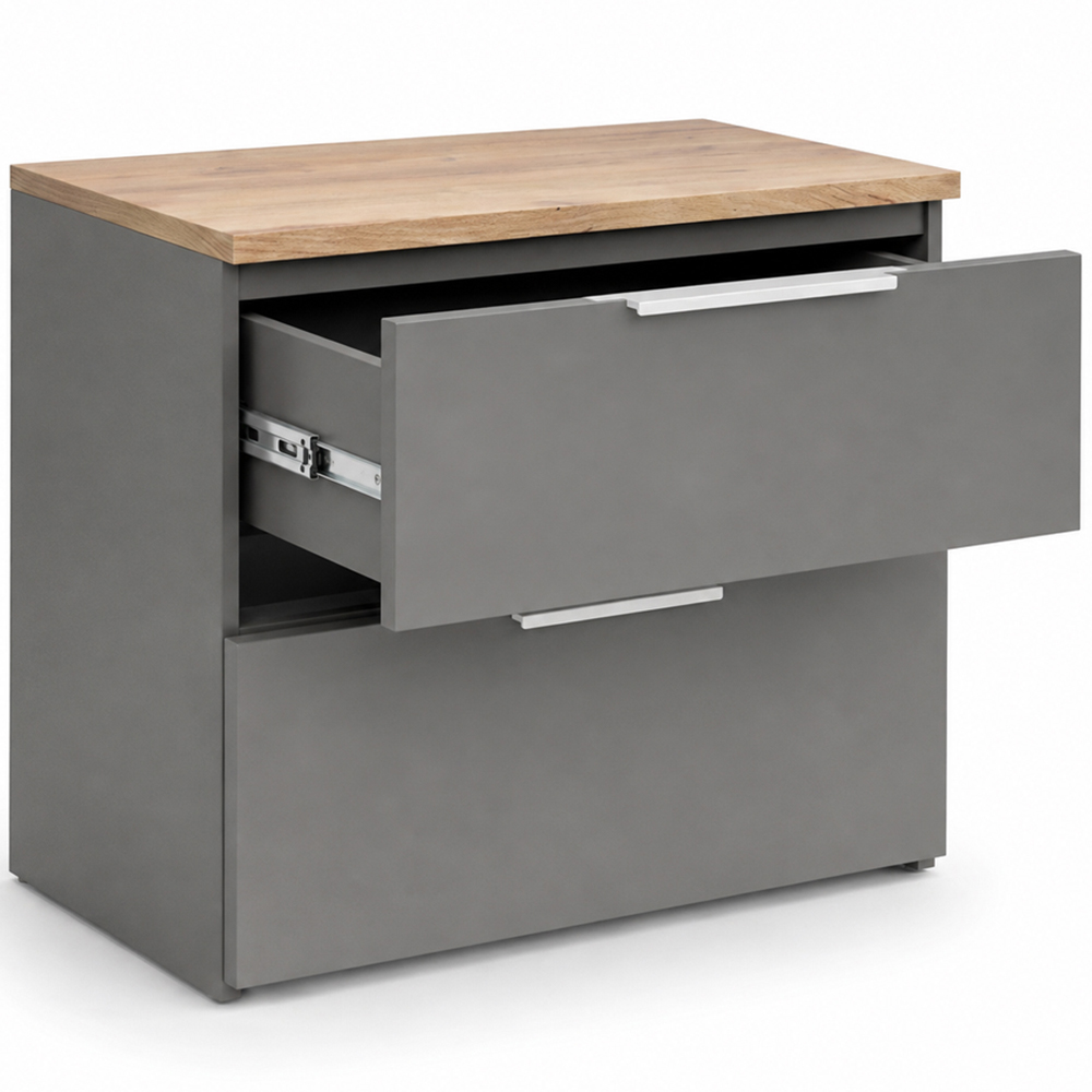 Shefa Line MODU 60 2 Drawer Grey and Sonoma Oak Chest of Drawers Image 3