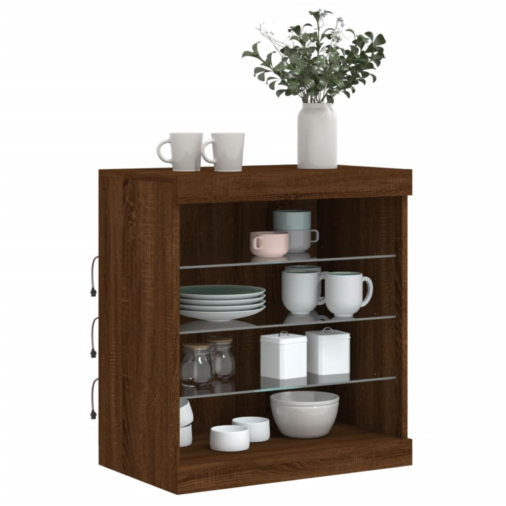 vidaXL 4 Shelf Brown Oak Sideboard with RGB LED Lights Image 4