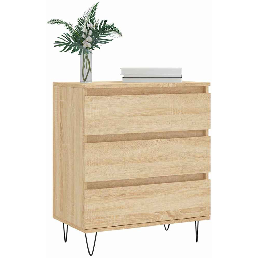 vidaXL 3 Drawer Sonoma Oak Small Sideboard Image 3