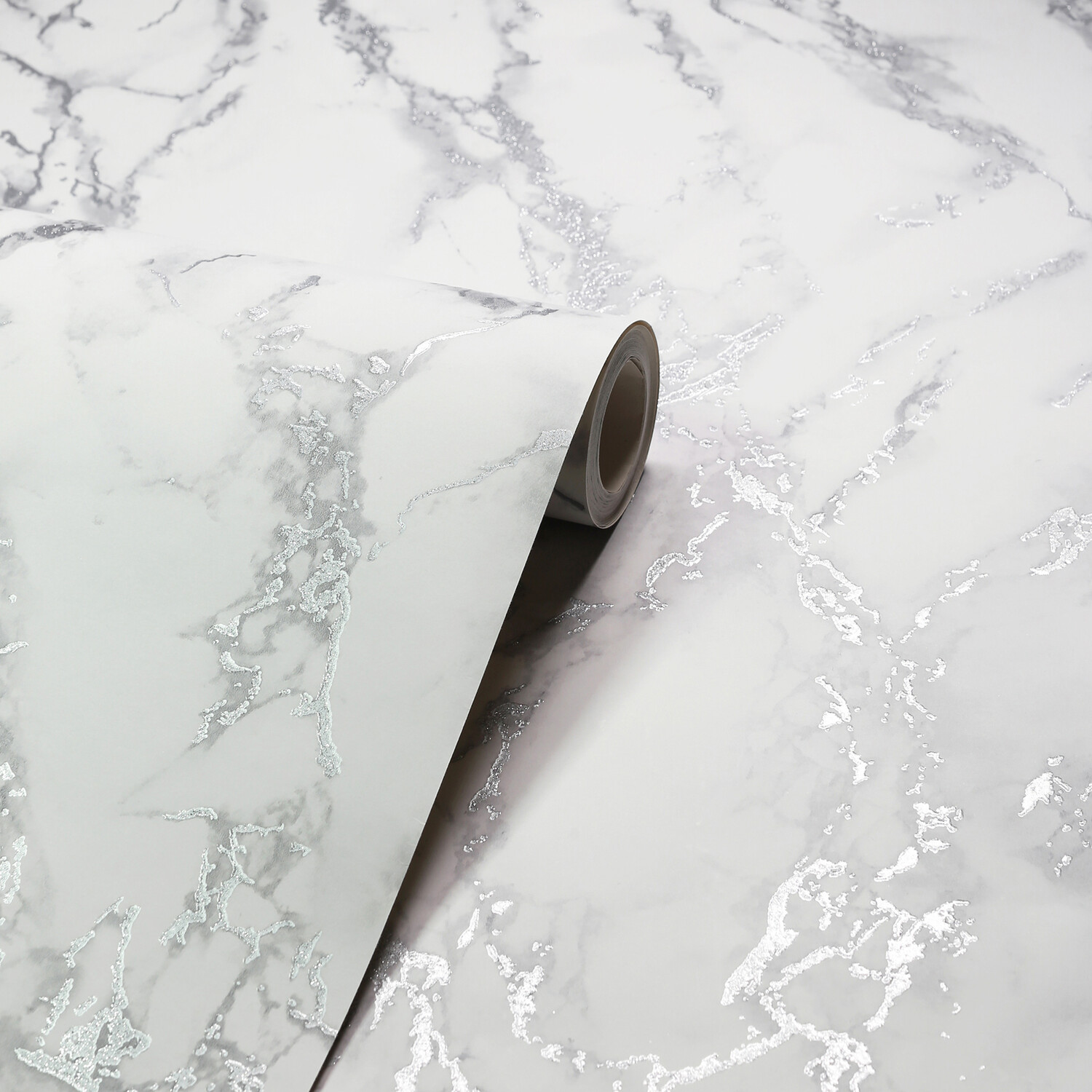 Carrara Marble Effect Wallpaper - Silver Image 5