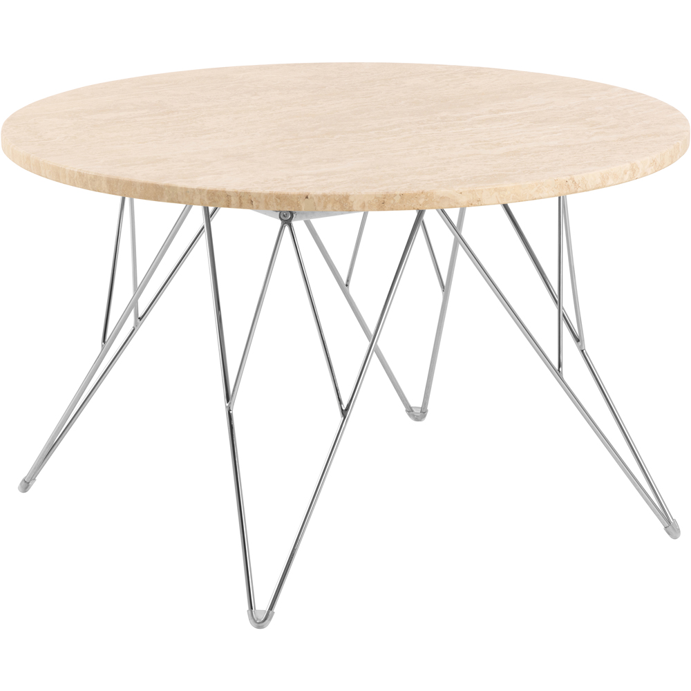 Florence Prunus Matt Beige Round Coffee Table with Chrome Steel Base Image 2