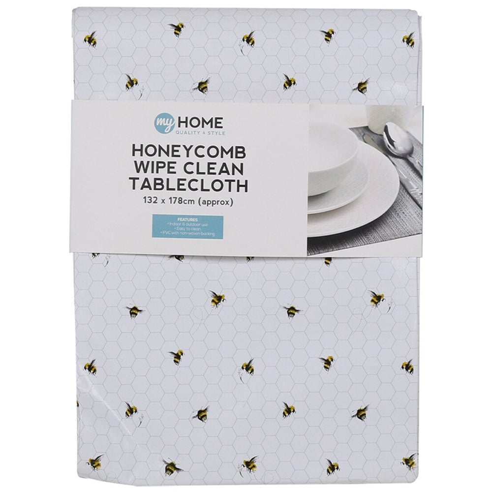 My Home PVC Honeycomb Wipe Clean Tablecloth 132 x 178cm Image 1