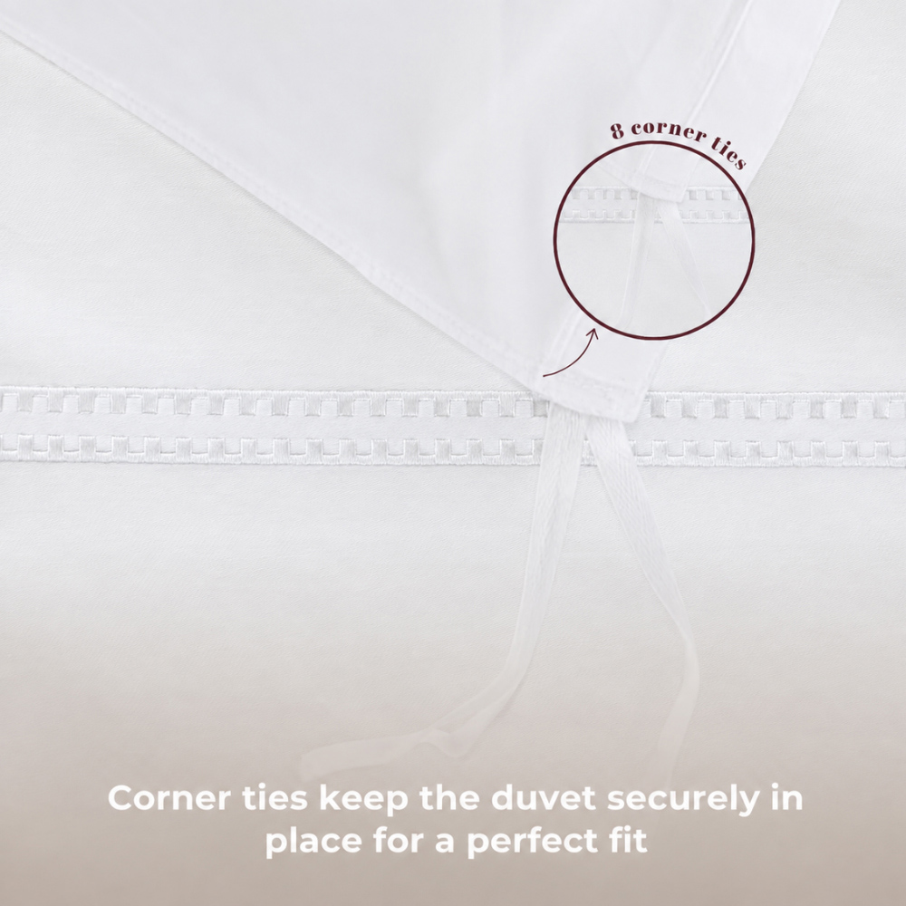 MHG Living King Size White Baratta Stitched Duvet Cover Set Image 6