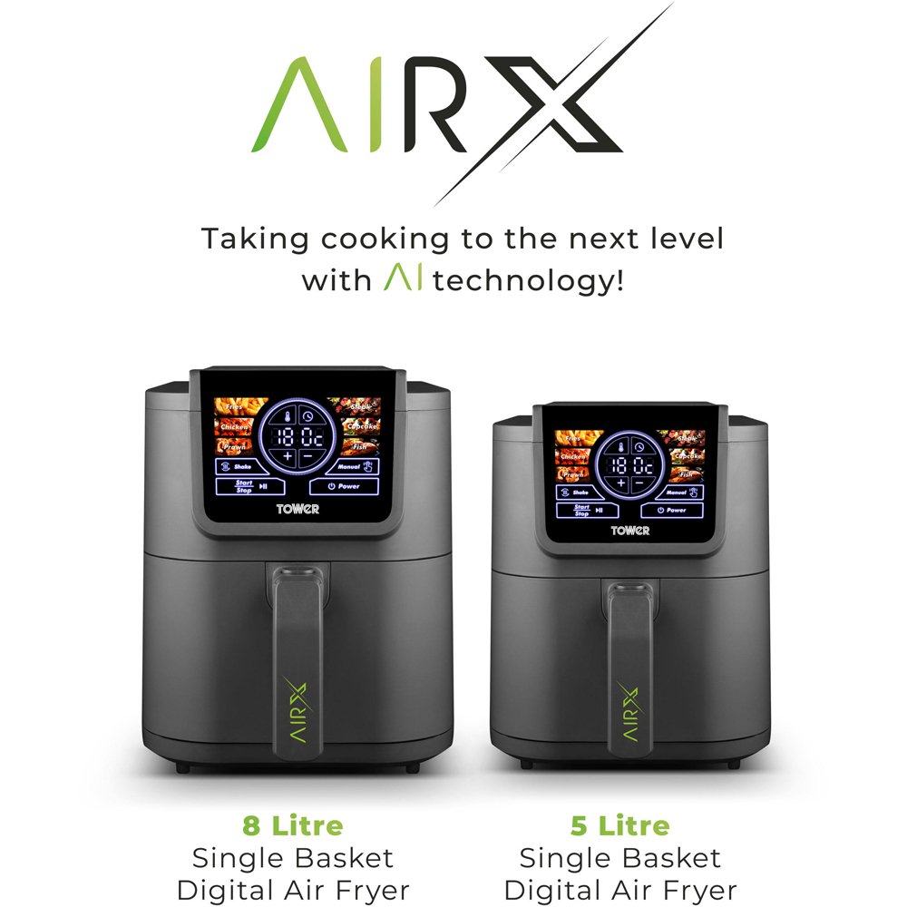 Tower AirX T17166 Grey Single Basket Air Fryer Digital Air Fryer 5L Image 6