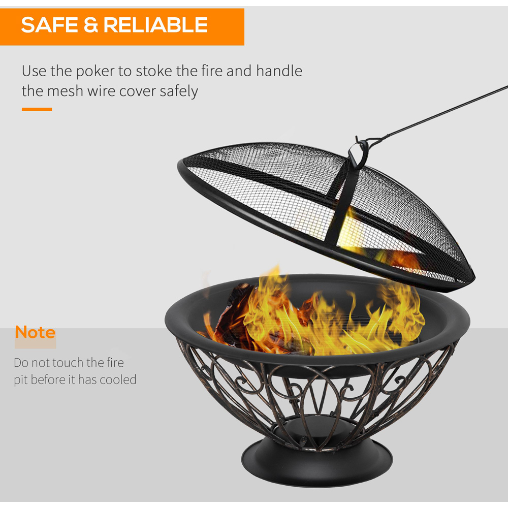 Outsunny Bronze Outdoor Fire Pit with Spark Screen Image 4