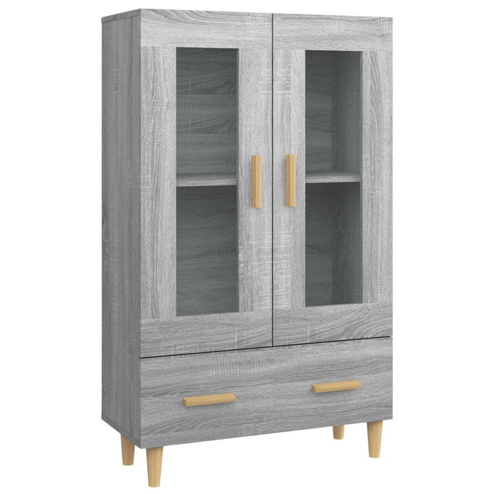 vidaXL 2 Glass Door Single Drawer Grey Sonoma Highboard Image 2