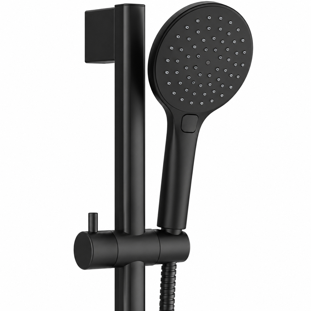 Go Bathrooms PureFlow Black Round Thermostatic Bar Shower Kit Image 3