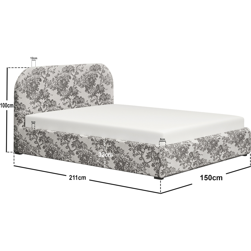 Flair Alba Double Beige Tree Print Chenille Lift-Up Ottoman Bed Image 6