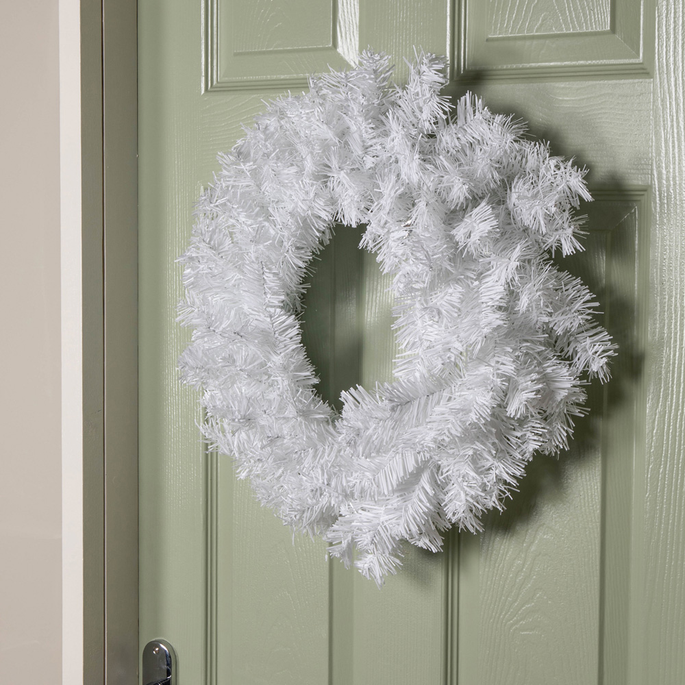 Samuel Alexander Plain White Wreath with PVC Branches 50cm Image 9