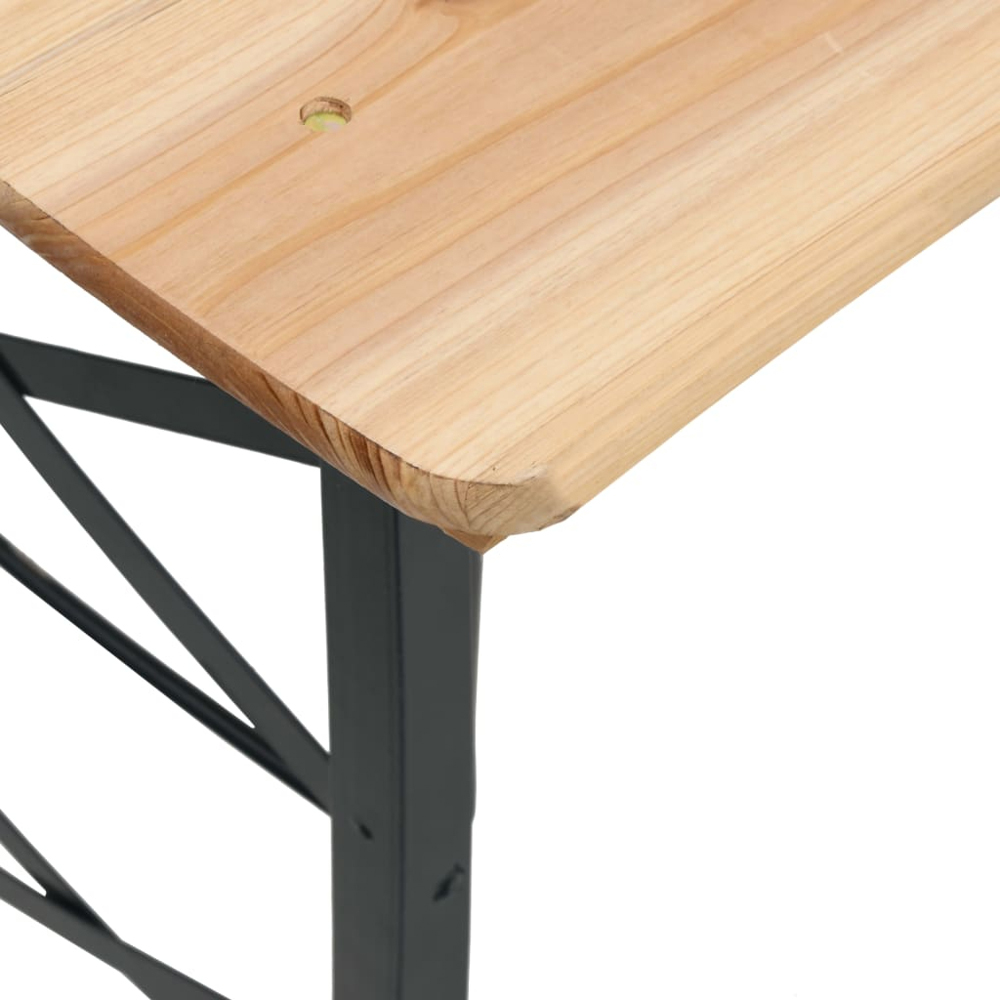 vidaXL Brown Solid Fir Wood Folding Garden Beer Table Image 5