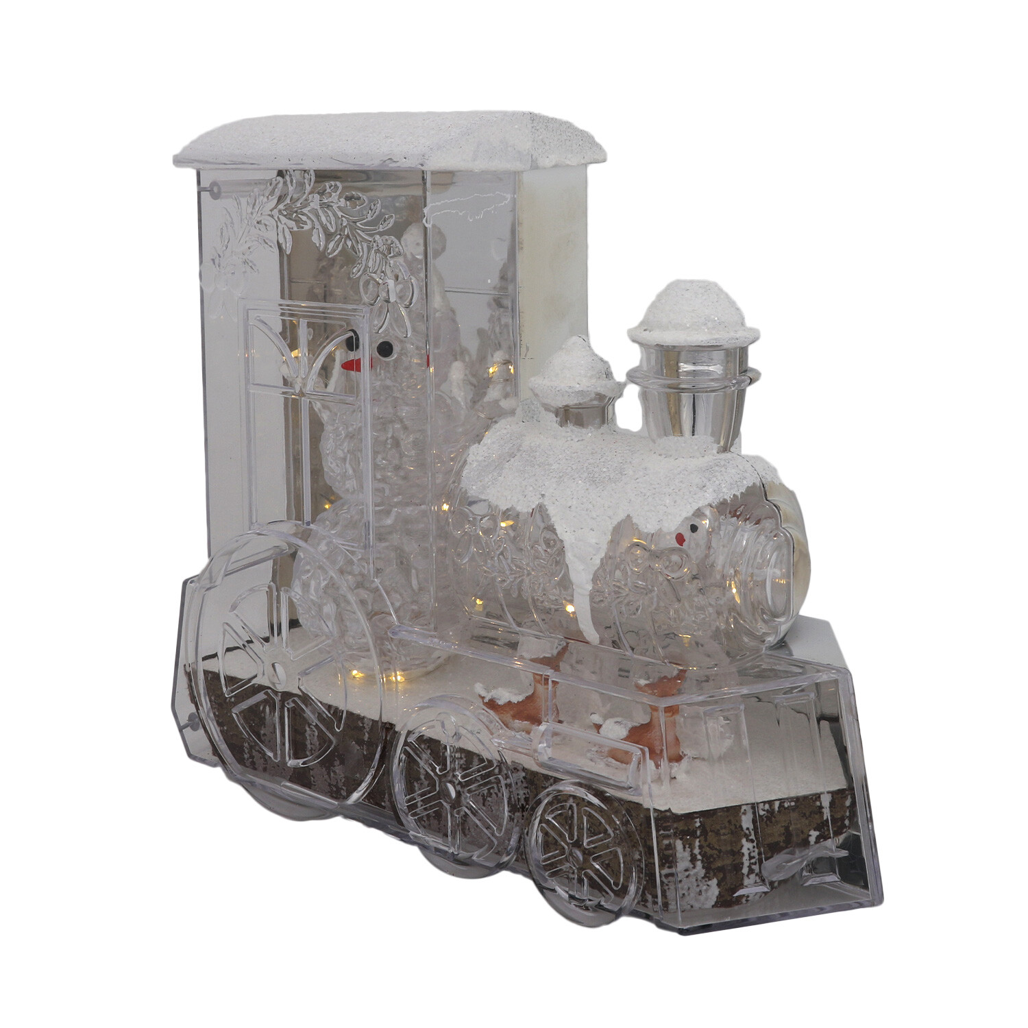 LED Train with Snowman Scene - Silver Image 4
