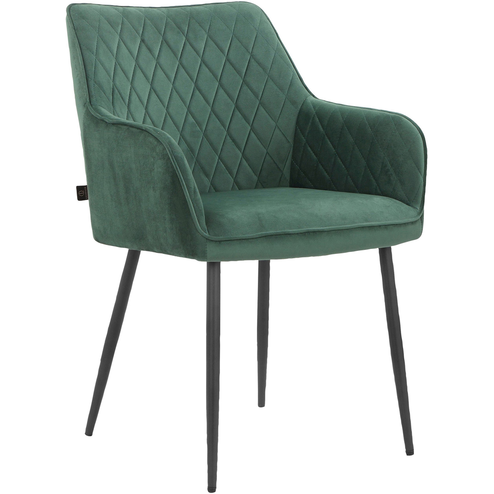 Loft24 Elvira Set of 2 Green Velvet Dining Chair Image 3