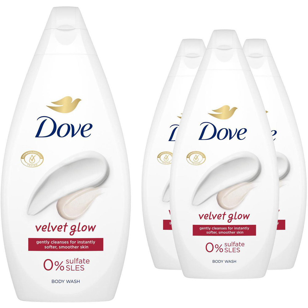 Dove Velvet Glow Soft and Smoother Skin Body Wash 450ml 4 Pack Image 1