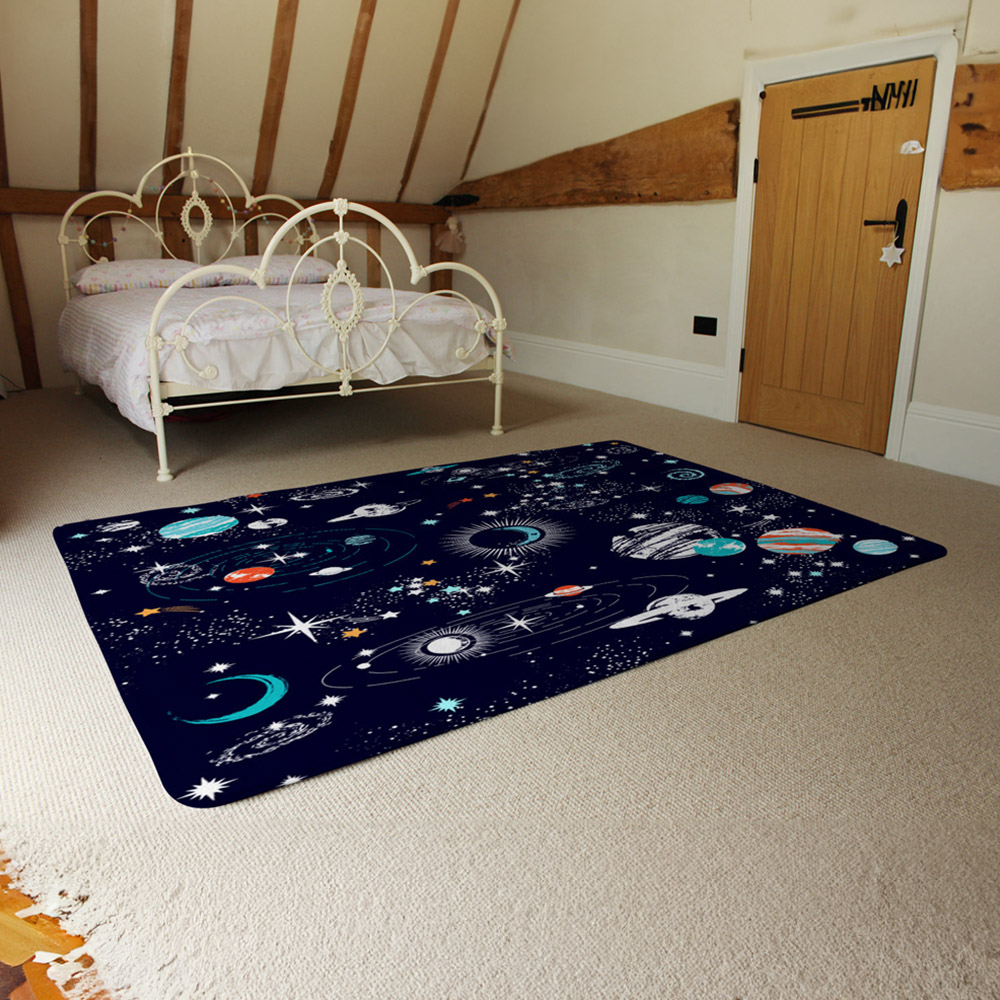 Benjamin Tate Design Faux Wool Extra Large Space Galaxy Constellation Rug 230 x 160cm Image 3