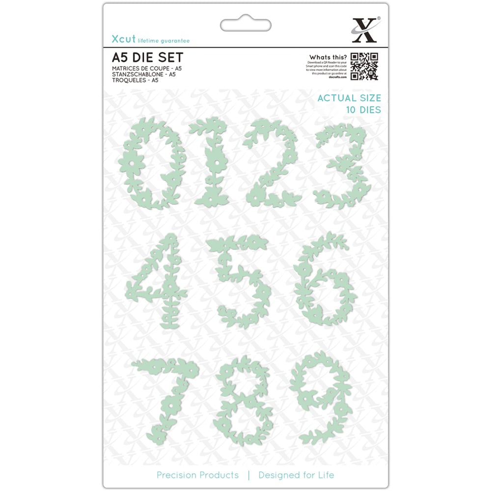 Xcut Silver Floral Numbers Dies A5 Image