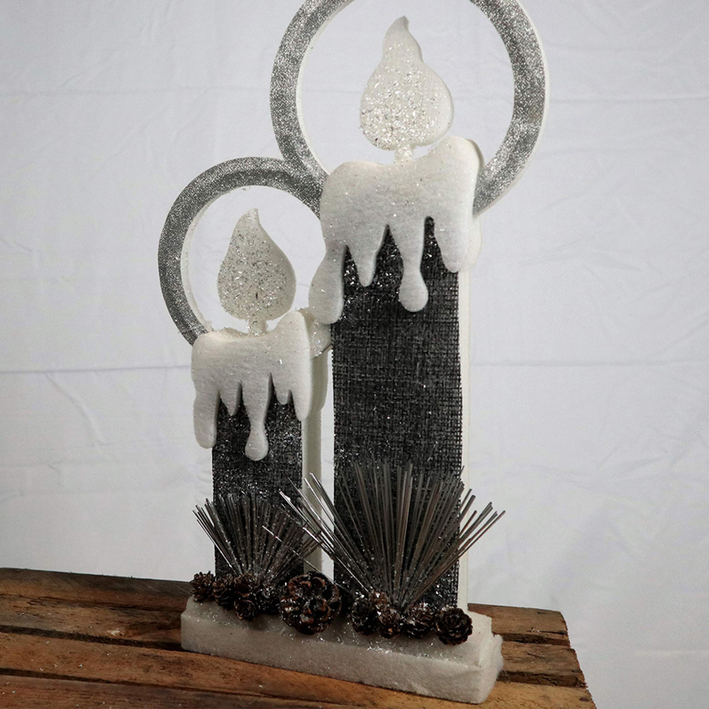 Shatchi Christmas Pre-Lit Snow Covered Twin Candle 41cm Image 4