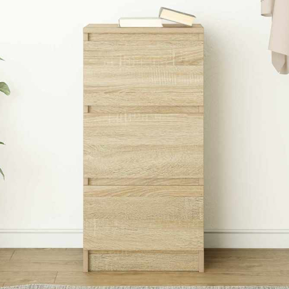 vidaXL 3 Drawer Sonoma Oak Sideboard Image 1