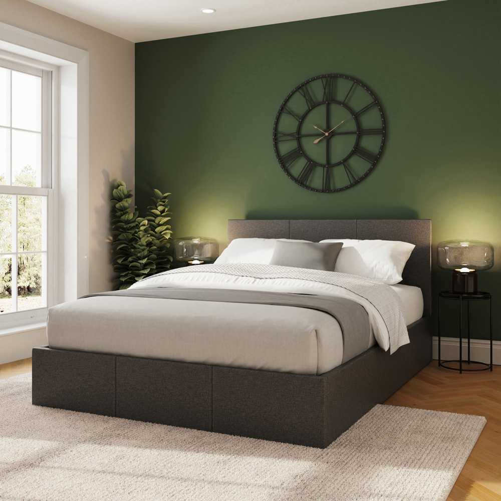 GFW Small Double Grey Hopsack Fabric End Lift Ottoman Bed with Memory Pocket Spring Mattress Image 8