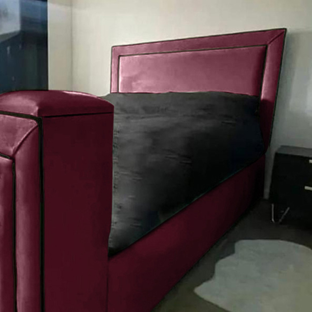 Eleganza Home Bisham King Size Maroon Plush Velvet TV Bed Frame Image 2