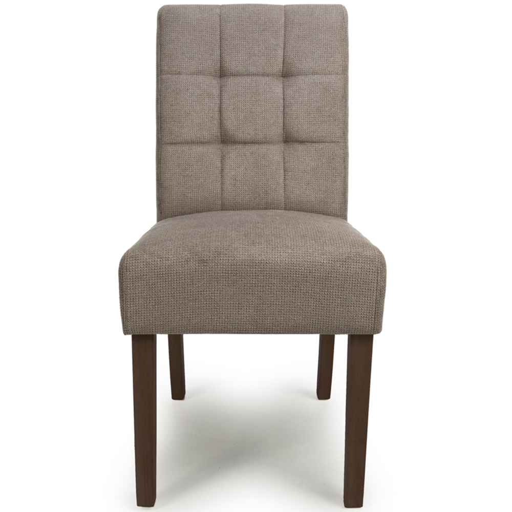Portland Harlow Light Brown Flax Walnut Legs Waffle Back Dining Chair Image 4