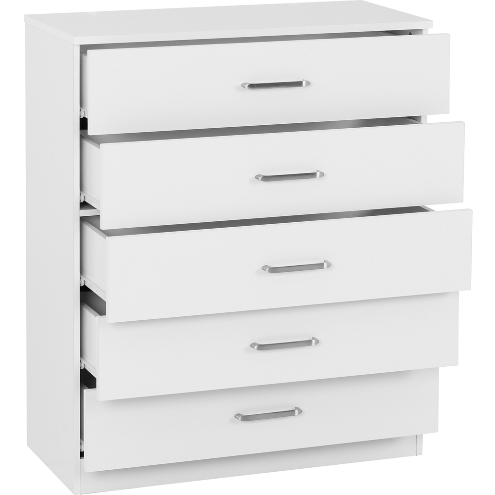 Seconique Dakota 5 Drawer White Storage Chest Image 4