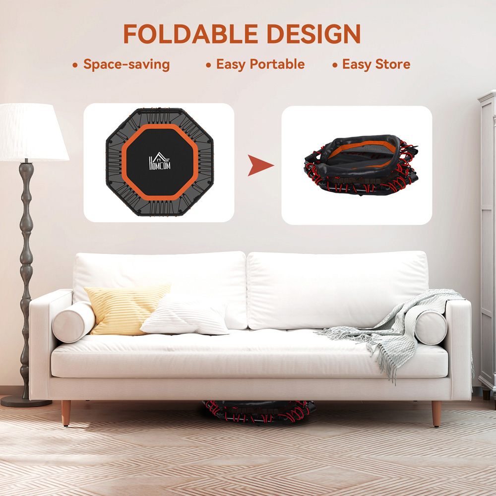 HOMCOM 4ft Orange Foldable Mini Trampoline with Adjust Handle Image 8