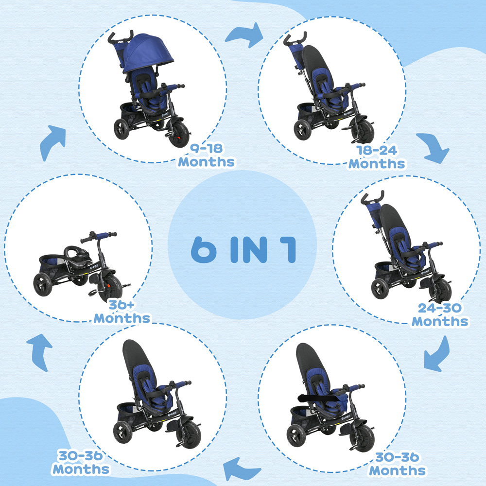 Tommy Toys Blue 6 in 1 Kids Trike Image 4