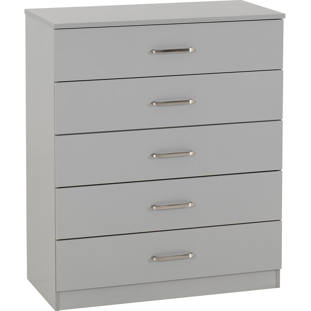Seconique Dakota 5 Drawer Light Grey Storage Chest Image 2