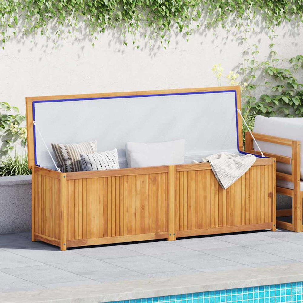 vidaXL 55 x 175 x 50cm Brown Teak Wood Garden Storage Box Image 2