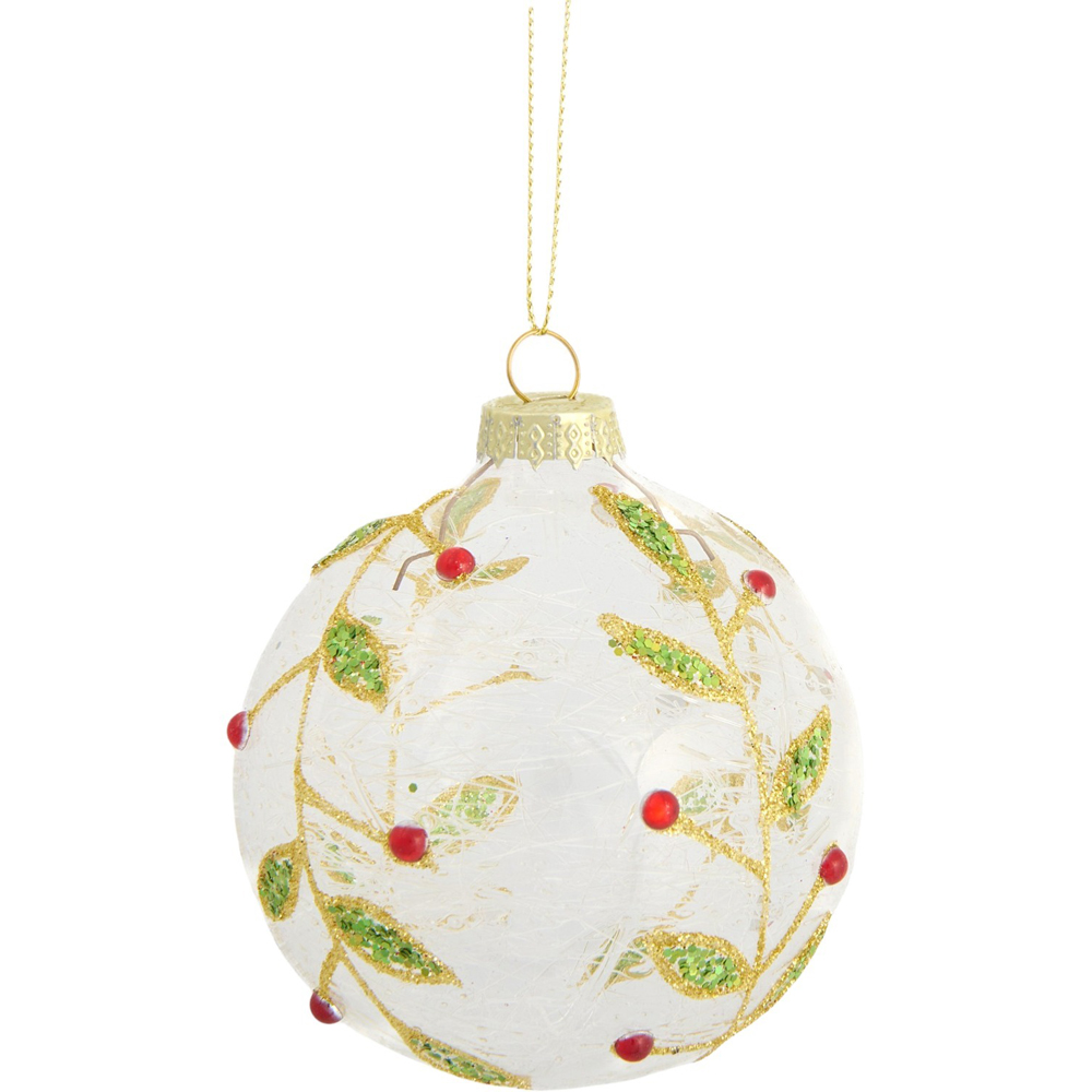 Clear Glitter Leaf Bauble Image 3