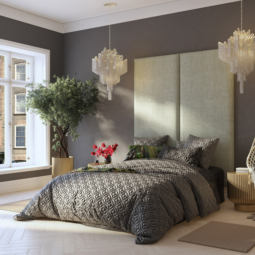 Aspire Furniture Llewelyn-Bowen Luxury Grey Eire Linen Wall Mounted Headboard 90cm Image 7