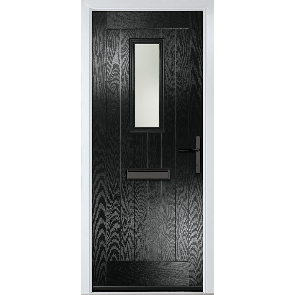 Crystal-Direct Sunningdale Black GRP Clear Glass Left Hand Open Front Door 2090 x 920mm Image 1