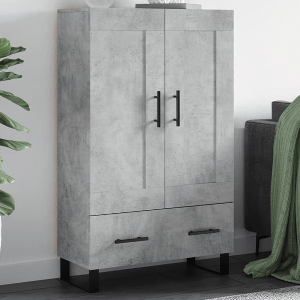 vidaXL 2 Door Single Drawer Concrete Grey Highboard Image 1