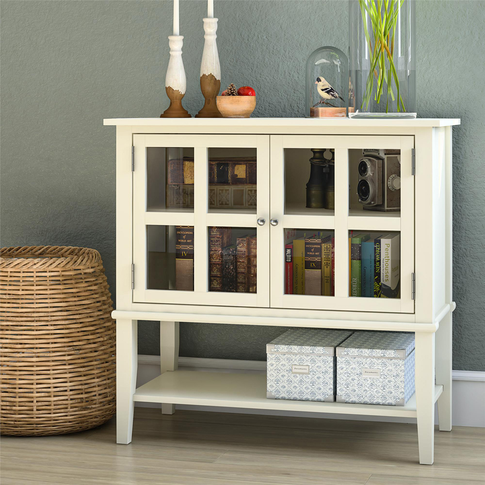 Dorel Franklin 2 Glass Door Single Open Shelf Storage Cabinet Image 6
