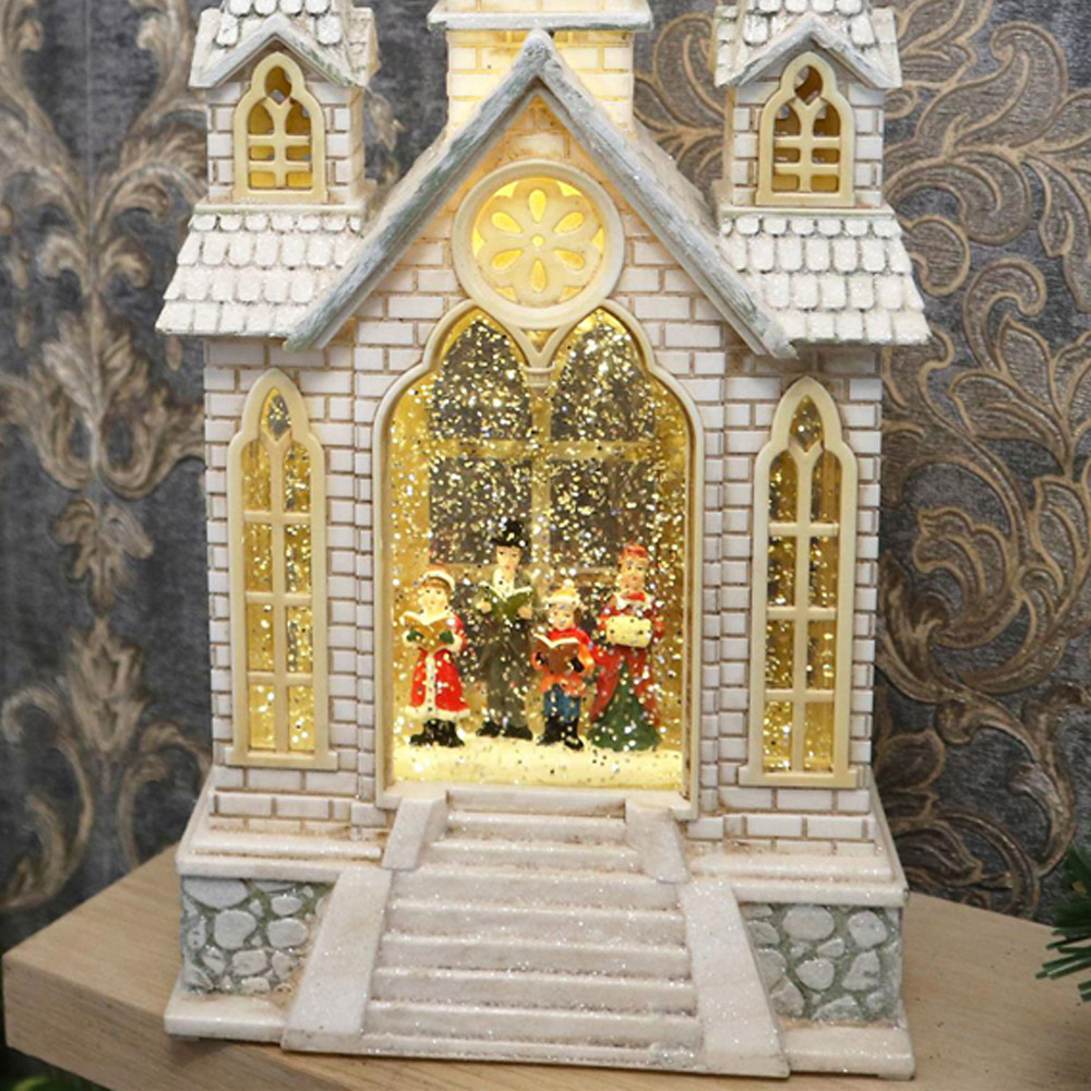 Shatchi LED Traditional Glitter Snow Globe Village Nativity Scene Christmas Decoration Image 3