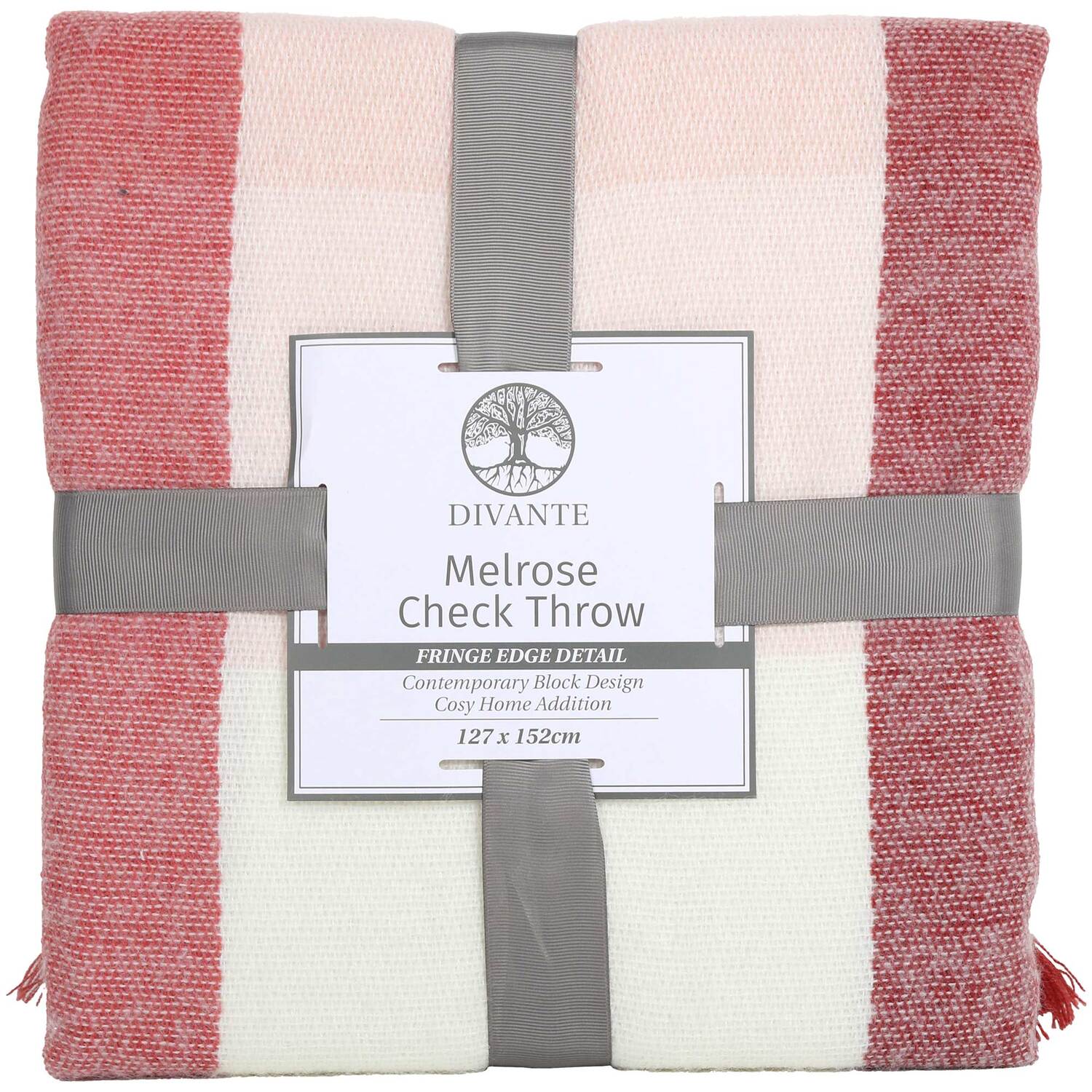 Divante Melrose Check Throw - Mulberry Image 1